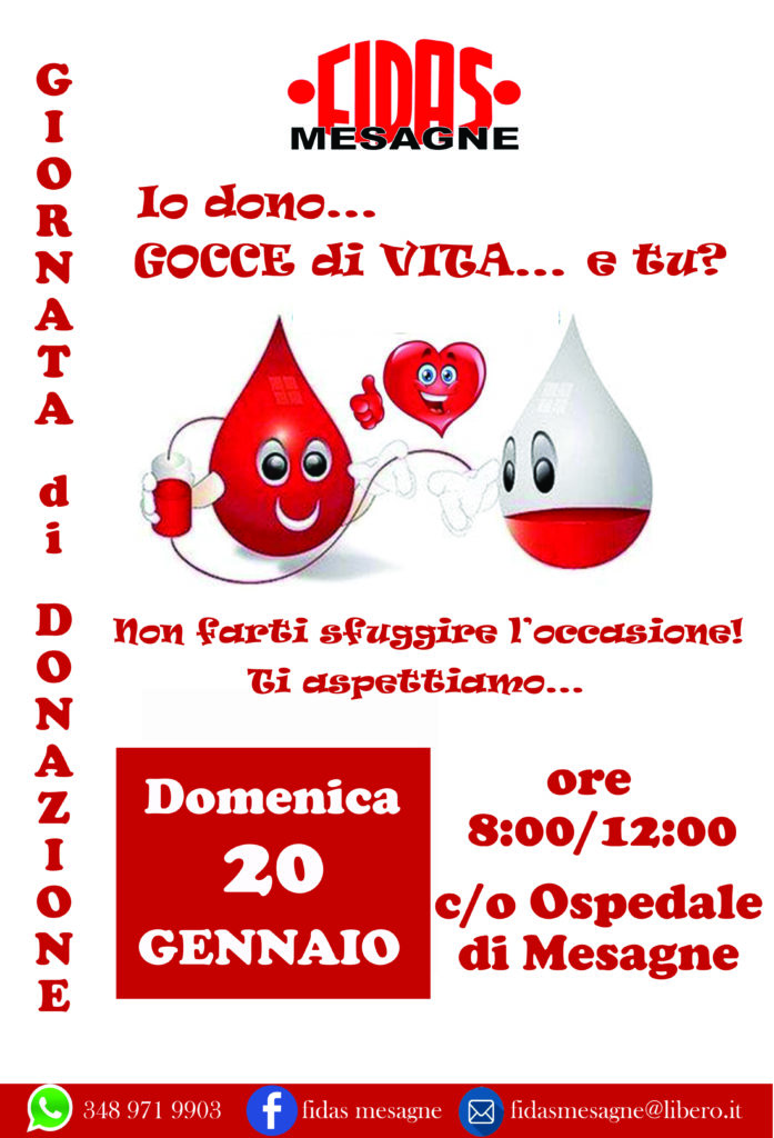 Fidas Domenica 20 Gennaio Prima Raccolta Di Sangue Del 2019 Qui