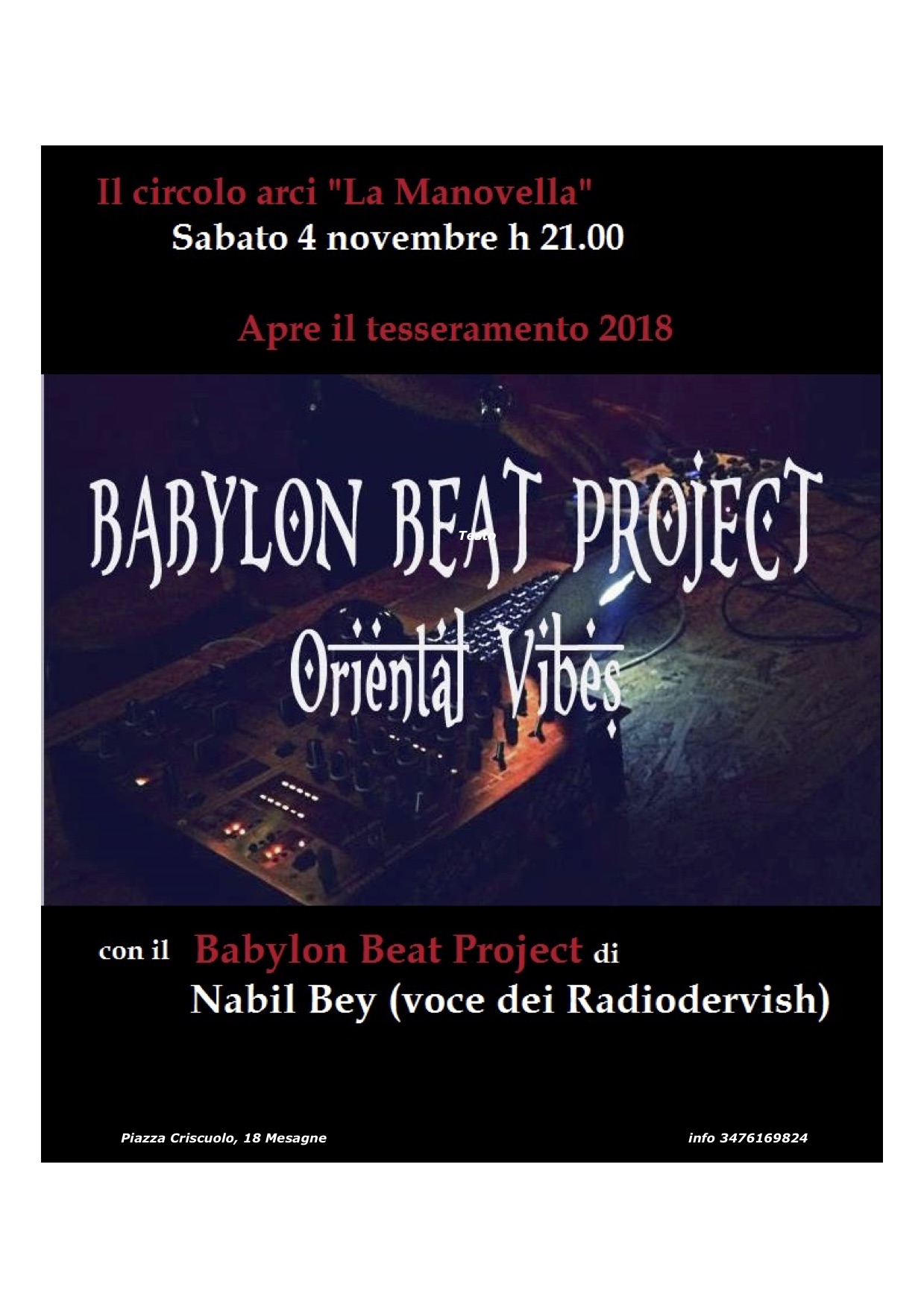 locandina Babylon Beat TESSERAMENTO